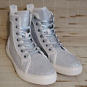 Encore By Fiesso 12 Sparkling Silver High-Top Sneakers